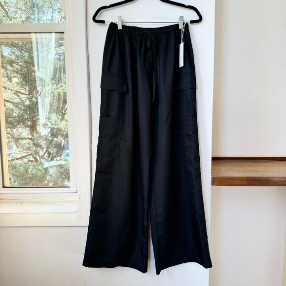 NWT Reformation Ethan Twill Pant Wide Leg Trousers Cargo Drawstring in Black XS - Picture 6 of 7